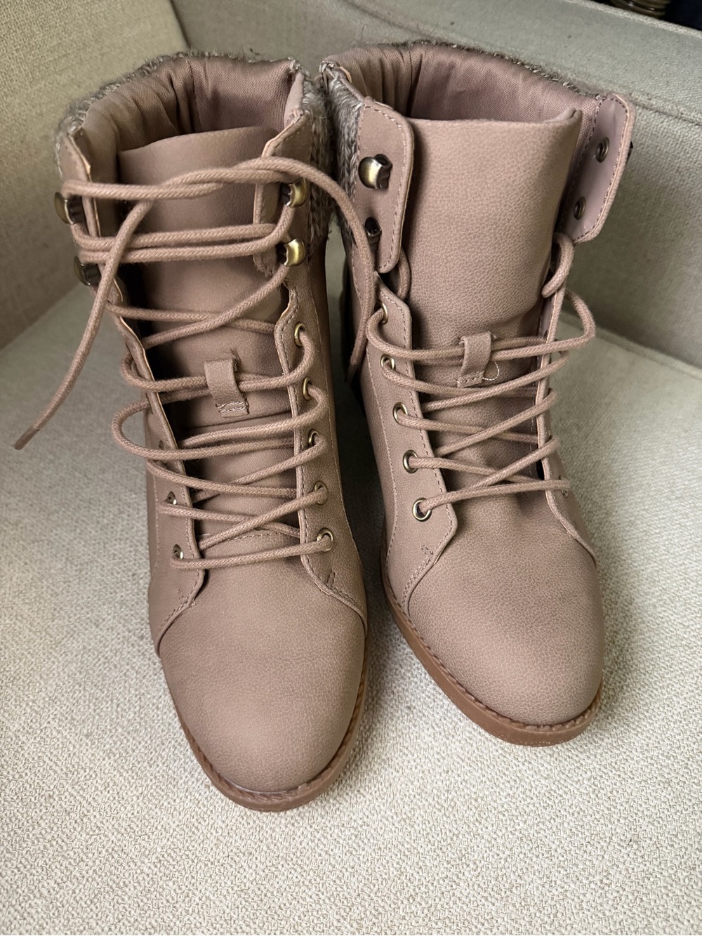 Style & Co. Lace-Up Ankle Boots in Taupe